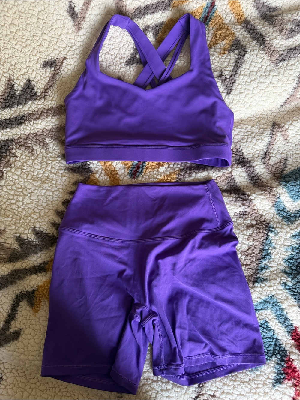 Paragon Fitwear Recstretch Purple Sports Bra & High-Waist Bike Shorts Set